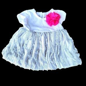 Cute Little Girl's Casual Dress with Pink Flower